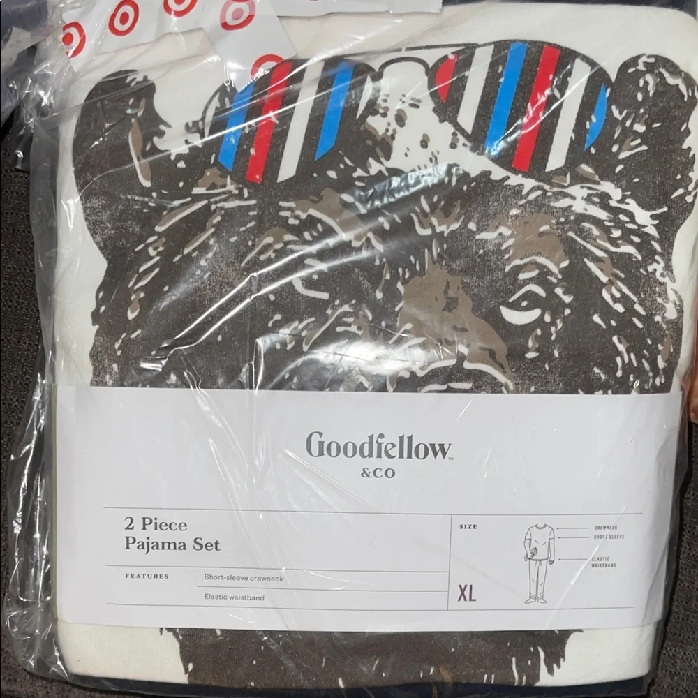 Goodfellow & Co Cream Bear Graphic 2 Piece Pajama Set T-Shirt and Navy Pants - Picture 2 of 3